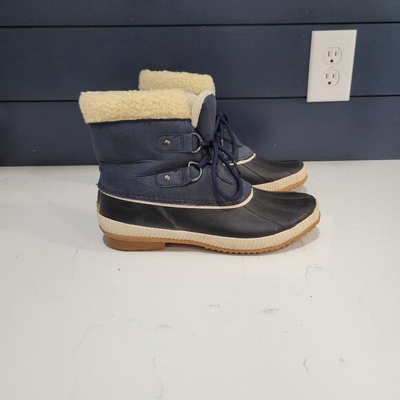 Jambu JBU Cleveland Waterproof Duckboots Faux Fur Lined Size 9M Navy Blue - Picture 2 of 12